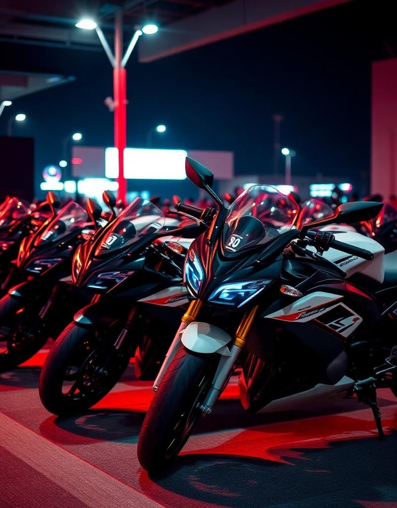Motos premium em fileira